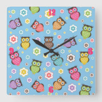 Cute funny trendy owls and flowers pattern