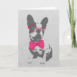 Cute funny trendy vintage animal French bulldog Card