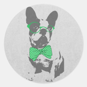 Cute funny trendy vintage animal French bulldog Classic Round Sticker