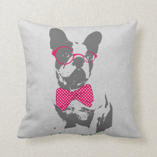 Cute funny trendy vintage animal French bulldog Cushion