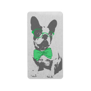 Cute funny trendy vintage animal French bulldog Label