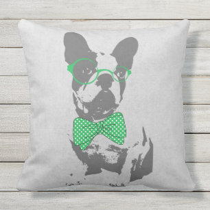 Cute funny trendy vintage animal French bulldog Outdoor Cushion