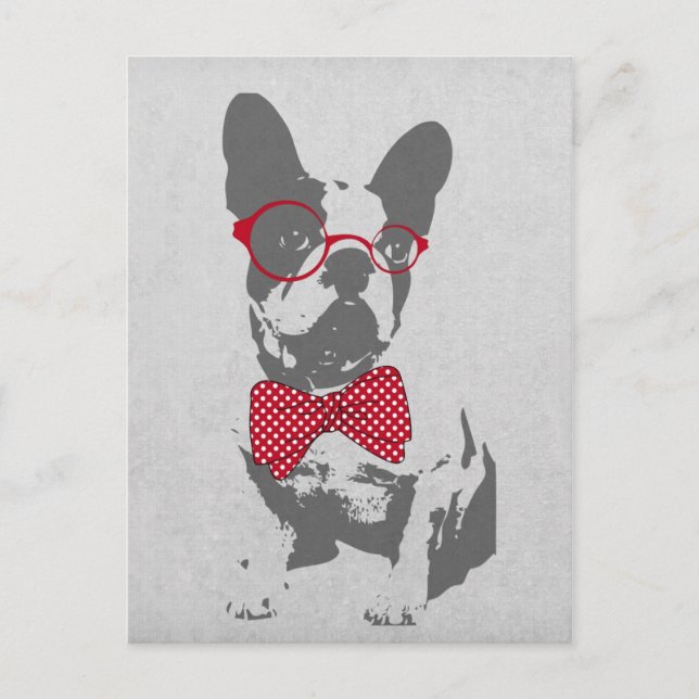 Cute funny trendy vintage animal French bulldog Postcard (Front)
