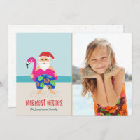 Cute Funny Tropical Beach Santa Photo Christmas