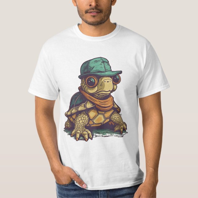Cute Funny Turtle Adorable Animal Graphic T-Shirt (Front)