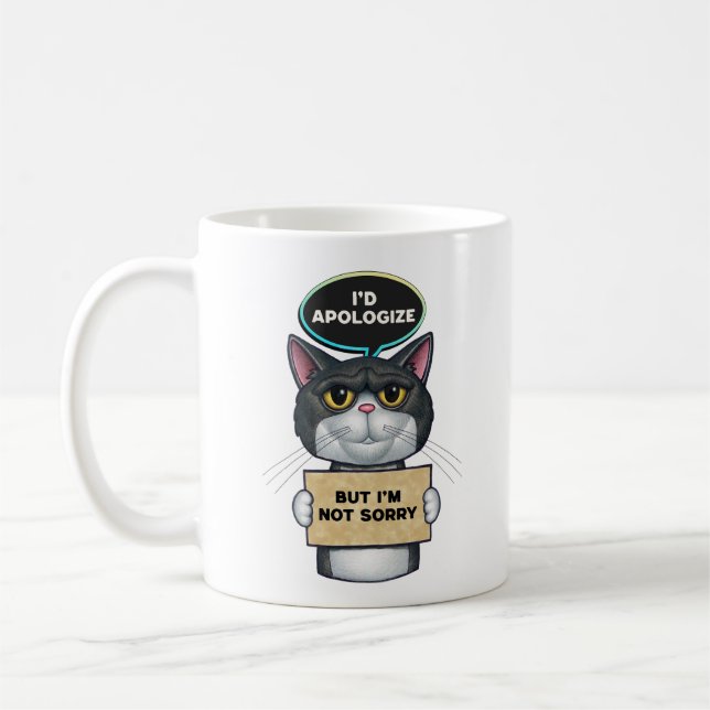Cute Funny Tuxedo Cat Coffee Mug (Left)