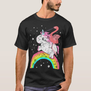 Cute Funny Unicorn Flamingo Rainbow Stars Outer T-Shirt