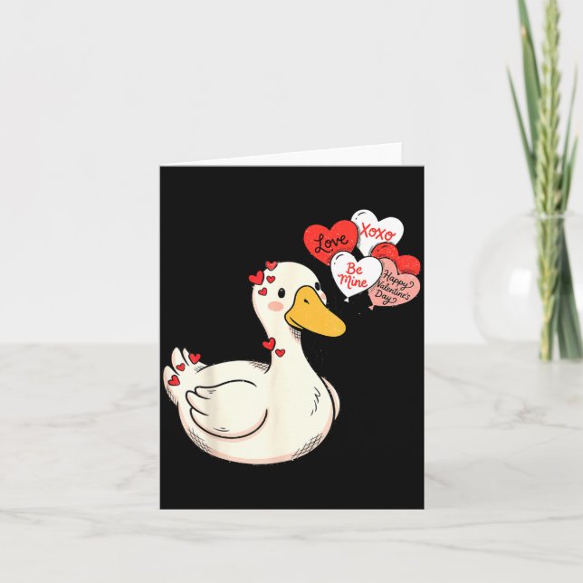 Cute Funny Valentine Silly Gooses Duck Love Matchi Card (Front)