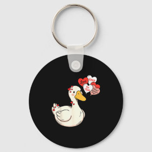 Cute Funny Valentine Silly Gooses Duck Love Matchi Key Ring