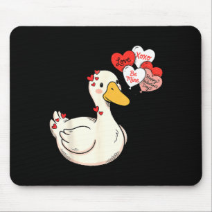 Cute Funny Valentine Silly Gooses Duck Love Matchi Mouse Pad