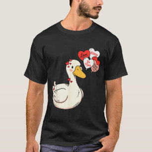Cute Funny Valentine Silly Gooses Duck Love Matchi T-Shirt
