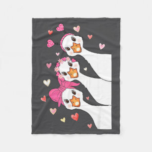 Cute Funny Valentine Silly Gooses Heart Love Match Fleece Blanket