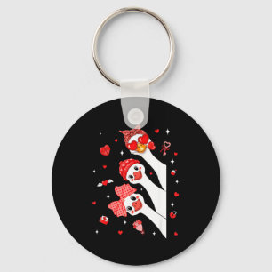 Cute Funny Valentine Silly Gooses Heart Love Match Key Ring
