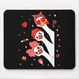 Cute Funny Valentine Silly Gooses Heart Love Match Mouse Pad