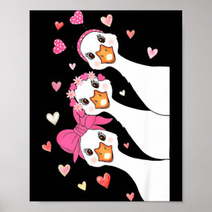 Cute Funny Valentine Silly Gooses Heart Love Match Poster