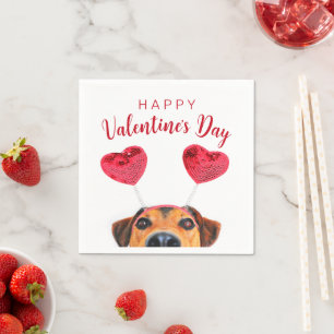 Cute Funny Valentine's Day Dog Heart Headband Napkin