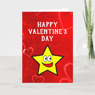 Cute Funny Valentine's Day Hearts Gold Star Holiday Card