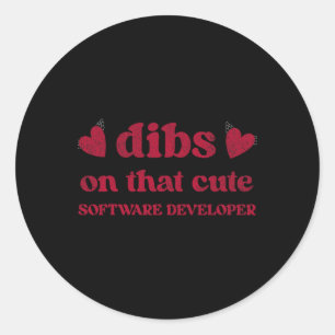 Cute Funny Valentine's Day Software Developer Wome Classic Round Sticker