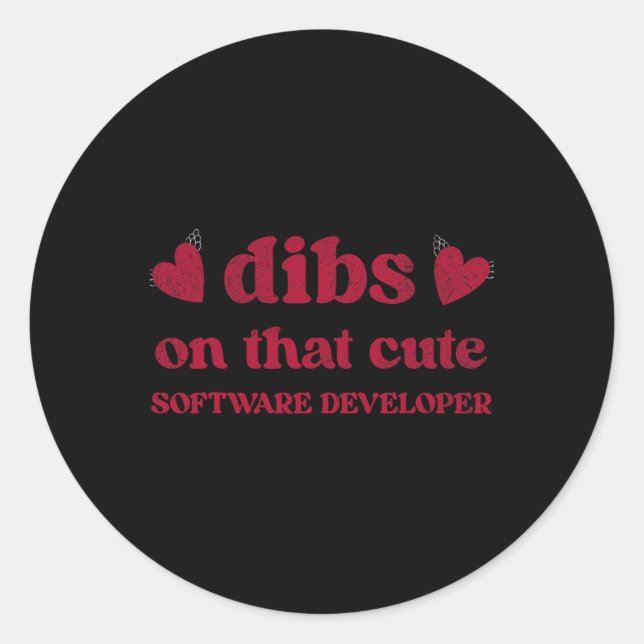 Cute Funny Valentine's Day Software Developer Wome Classic Round Sticker (Front)