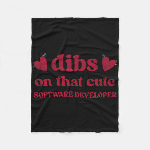 Cute Funny Valentine's Day Software Developer Wome Fleece Blanket