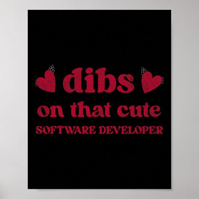 Cute Funny Valentine's Day Software Developer Wome Poster (Front)