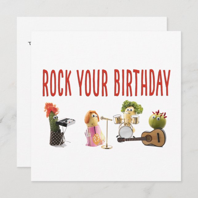 Cute funny vegetable rock your birthday Flat Card (Front/Back)