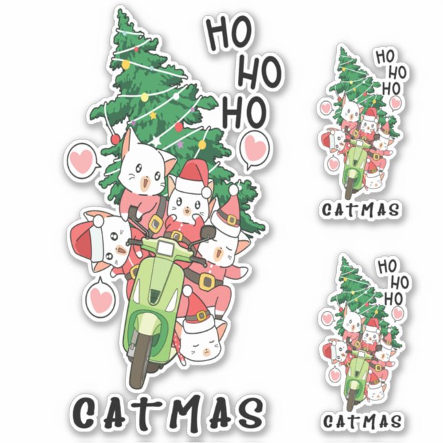 Cute Funny Vintage Cat Claus  Catmas (Front)