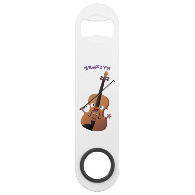 Cute funny violin musical cartoon character  (Front)