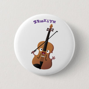 Cute funny violin musical cartoon character 6 cm round badge