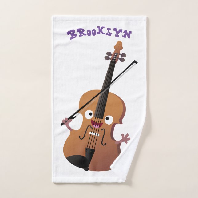 Cute funny violin musical cartoon character bath towel set (Hand Towel)
