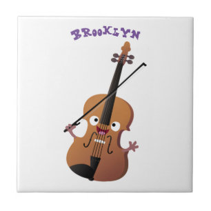Cute funny violin musical cartoon character ceramic tile