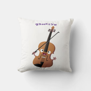 Cute funny violin musical cartoon character cushion