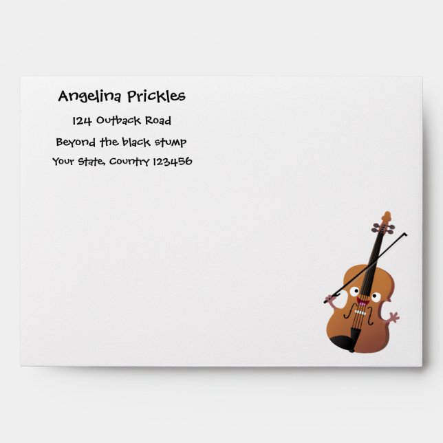 Cute funny violin musical cartoon character envelope (Front)