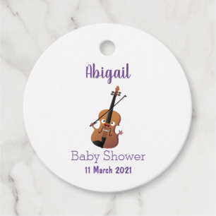 Cute funny violin musical cartoon character favour tags