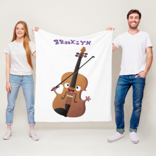 Cute funny violin musical cartoon character fleece blanket