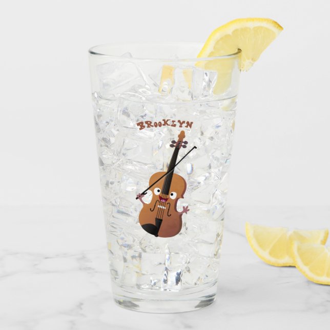 Cute funny violin musical cartoon character glass (Back Ice)