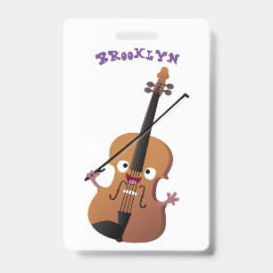 Cute funny violin musical cartoon character ID badge