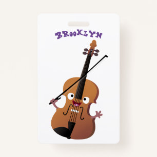 Cute funny violin musical cartoon character ID badge