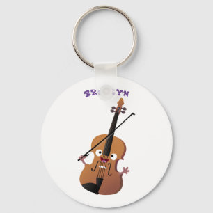 Cute funny violin musical cartoon character key ring