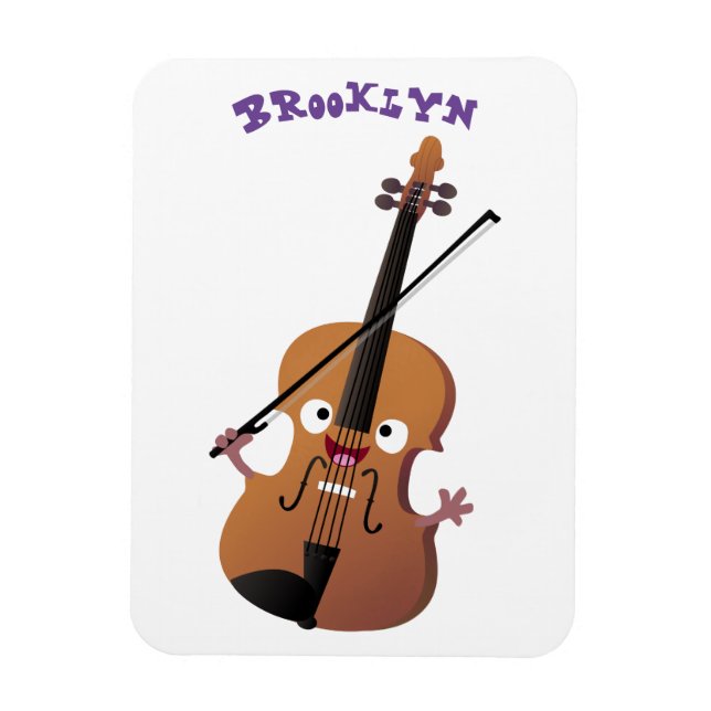 Cute funny violin musical cartoon character  magnet (Vertical)
