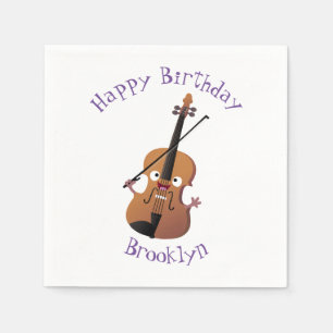 Cute funny violin musical cartoon character napkin