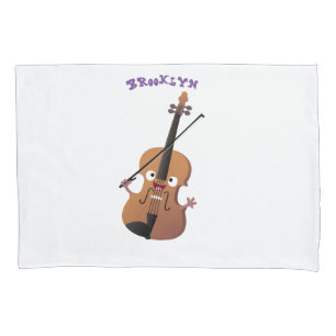 Cute funny violin musical cartoon character pillowcase