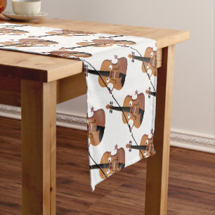 Cute funny violin musical cartoon character short table runner