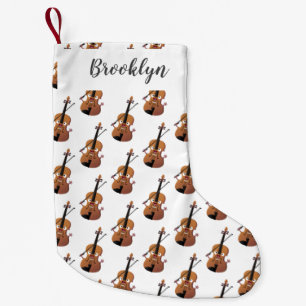 Cute funny violin musical cartoon character small christmas stocking