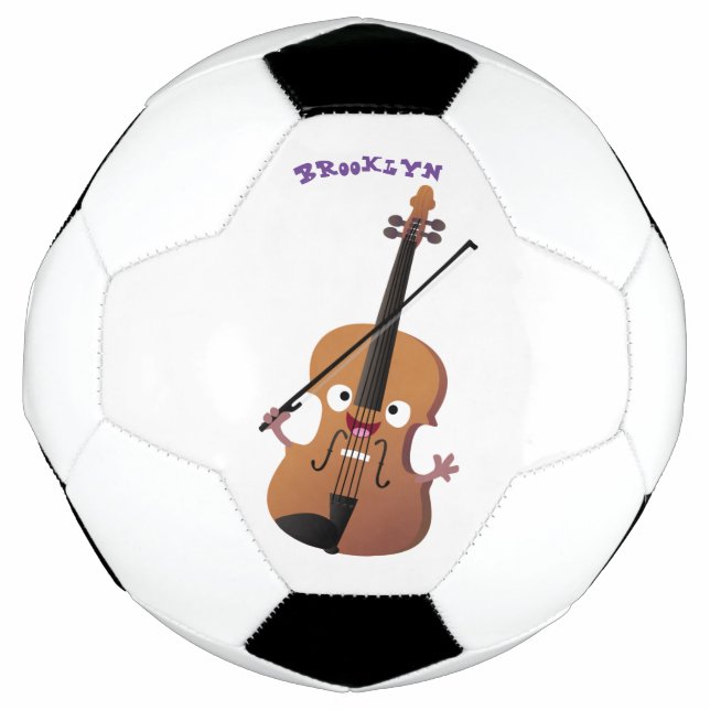 Cute funny violin musical cartoon character soccer ball (Front)