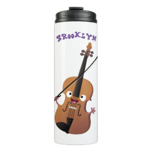 Cute funny violin musical cartoon character  thermal tumbler