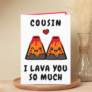 Cute Funny Volcano Lava Cousin Happy Birthday Thank You Card