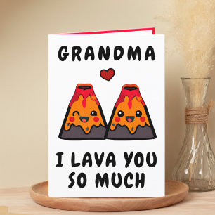 Cute Funny Volcano Lava Grandmother Happy Birthday Thank You Card