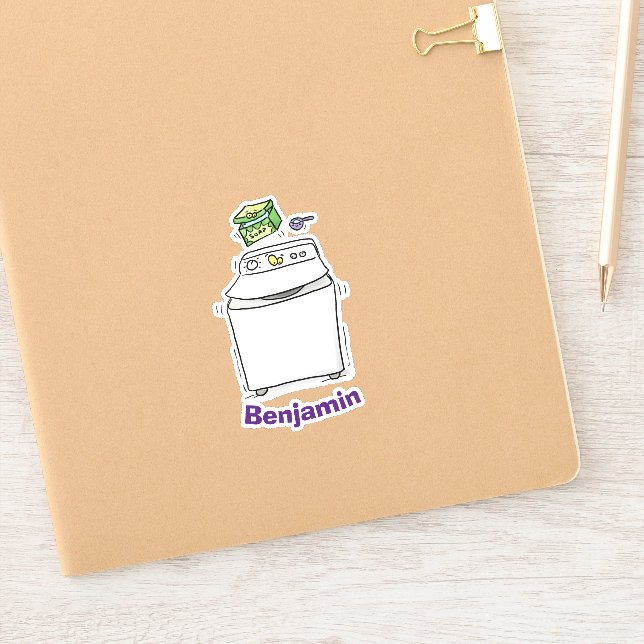 Cute funny washing machine cartoon illustration (Notebook)