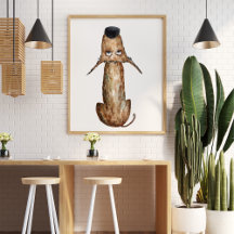 Cute funny watercolor dog llustration decorative